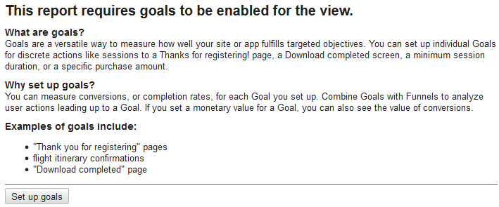 this report requires goals to be enabled