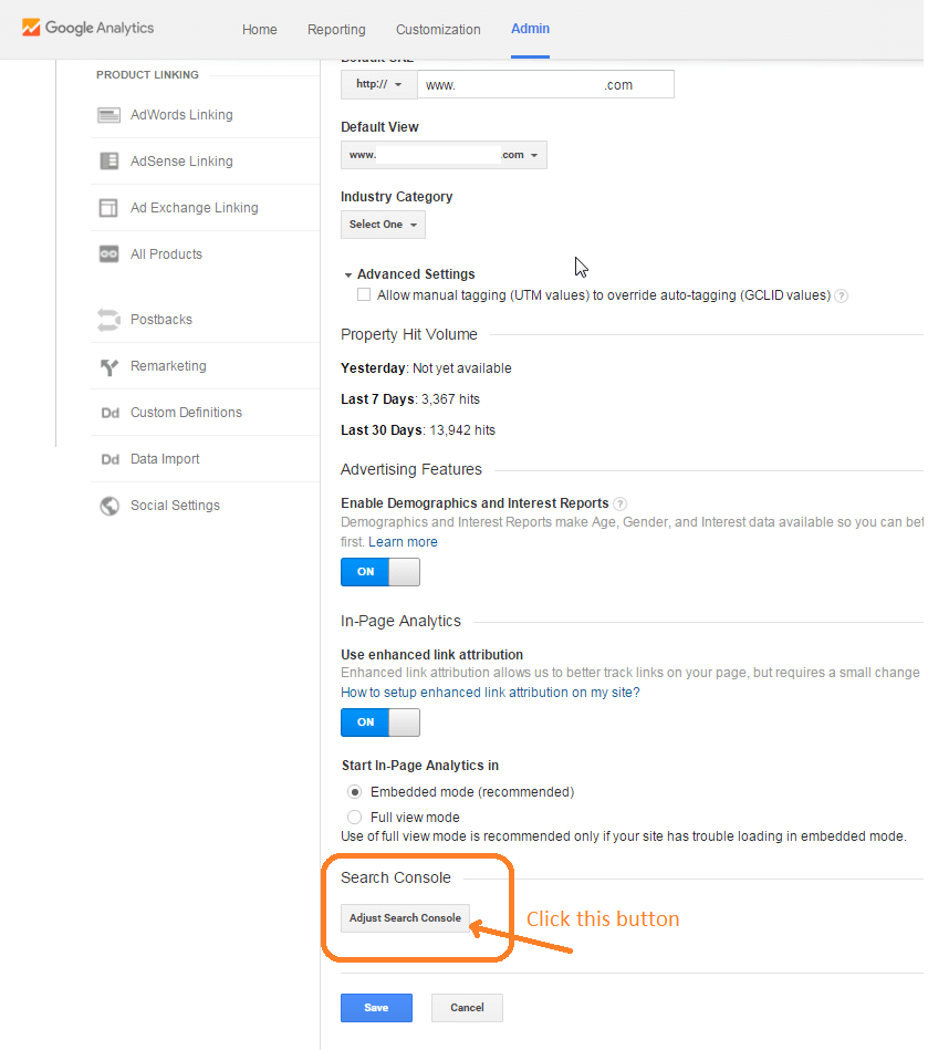 Linking Search Console to Google Analytics